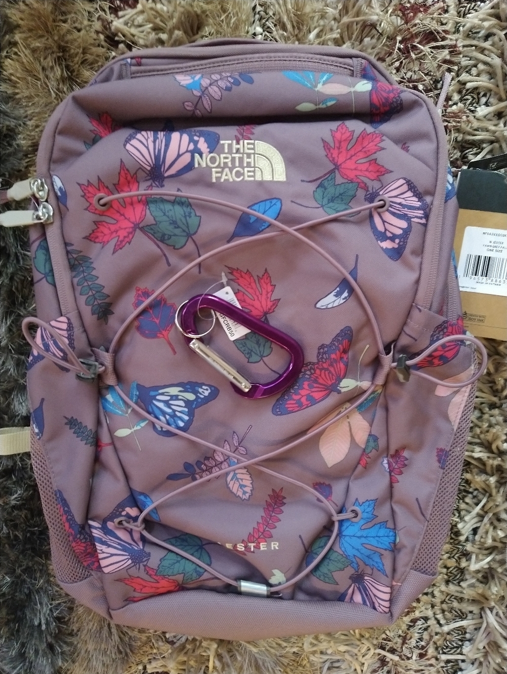 The North Face Jester Backpack in Fawn Grey Fall w/Purple ๐ Accents + Bonus - Picture 7 of 11